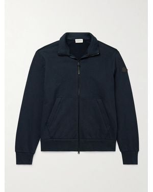 Moncler Logo-appliquéd Cotton And Cashmere-blend Jersey Track Jacket - Blue