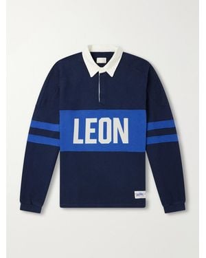 Aimé Leon Dore Logo-Intarsia Striped Cotton Polo Shirt - Blue