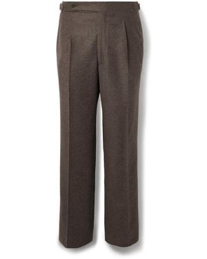 STÒFFA Straight-Leg Pleated Wool And Cashmere-Blend Pants - Gray