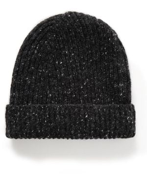 Inis Meáin Ribbed Donegal Cashmere Beanie - Black