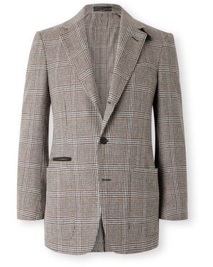 dunhill Glen Prince Of Wales Checked Wool And Cashmere-blend Blazer - Gray