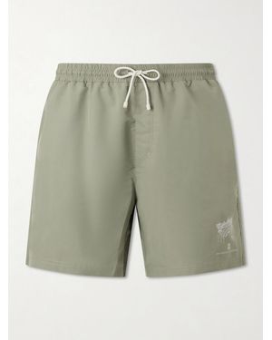 Brunello Cucinelli Straight-Leg Mid-Length Logo-Print Swim Shorts - Grün