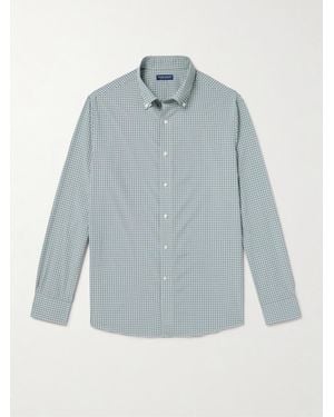 Peter Millar Cheviot kariertes Hemd aus Popeline mit Button-Down-Kragen - Blau