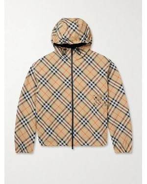 Burberry Reversible Checked Twill And Shell Hooded Jacket - Natural