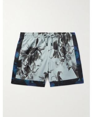 Dries Van Noten Shorts Da Mare Medi A Gamba Dritta Stampati - Blu