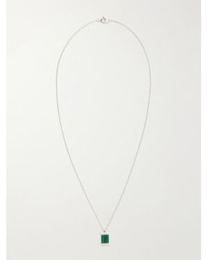 Mikia Rectangle Sterling Malachite Necklace - White