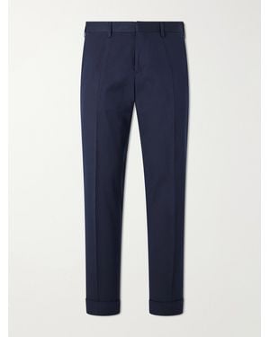 Dries Van Noten Philip Straight-Leg Cotton And Wool-Blend Twill Trousers - Blue