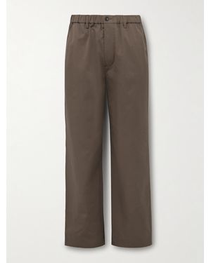 FRAME Easy Straight-Leg Cotton-Twill Trousers - Brown