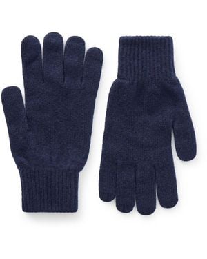 Paul Smith Merino Wool And Recycled-cashmere Blend Gloves - Blue