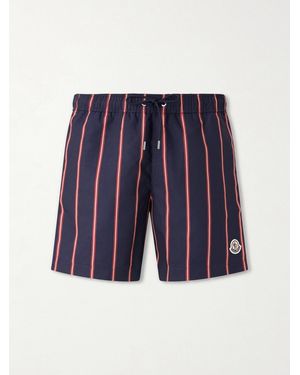 Moncler Straight-Leg Mid-Length Striped Swim Shorts - Blau