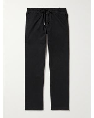 MR P. Straight-Leg Cotton-Blend Twill Drawstring Trousers - Black