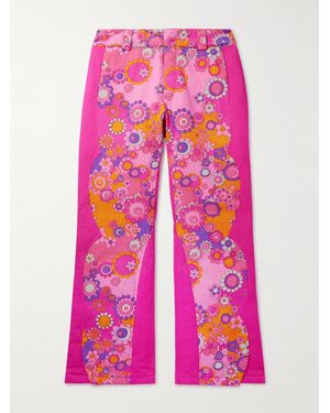 ERL Straight-Leg Patchwork Cotton And Tencel Lyocell-Blend Twill Down Trousers - Pink