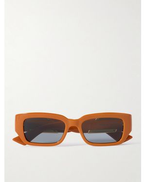 Bottega Veneta Rectangular-frame Acetate And Gold-tone Sunglasses - Orange