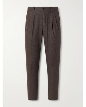 Slowear Tapered Pleated Wool-Blend Flannel Pants - Gray