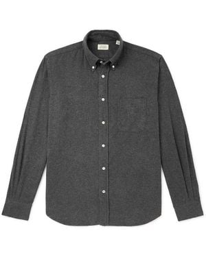 Hartford Pitt Button-Down Collar Cotton-Flannel Shirt - Gray