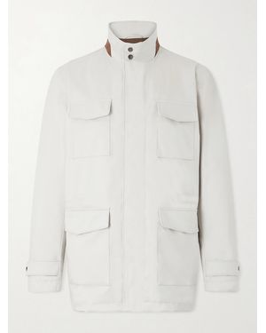 Kiton Suede-Trimmed Shell Field Jacket - White
