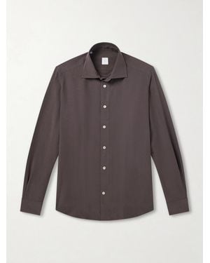 Eleventy Lyocell, Linen And Cotton-Blend Shirt - Brown