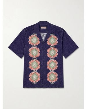 Orlebar Brown Broderie Anglaise Cotton Shirt - Blue