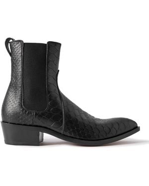 Tom Ford Python-effect Leather Chelsea Boots - Black