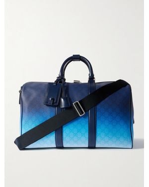 Gucci Chroma Dégradé Leather-trimmed Monogrammed Coated-canvas Duffle Bag - Blue