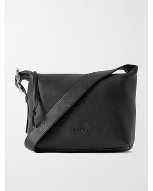 Loewe Loop Full-Grain Leather Messenger Bag - Black