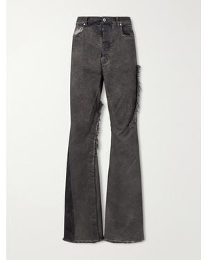 Rick Owens Bolan Frayed Baggy Bootcut Jeans - Grey