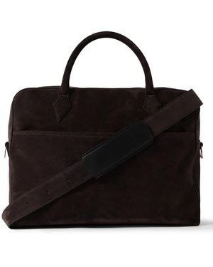 Metier Closer All Day Full-Grain Leather-Trimmed Suede Briefcase - Black