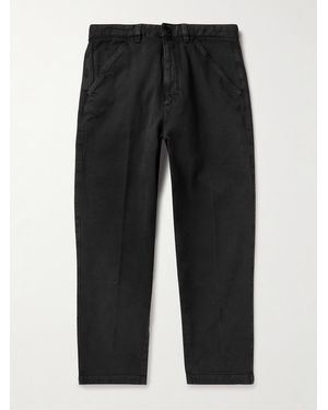 Slowear Tapered Cotton-Blend Canvas Trousers - Black