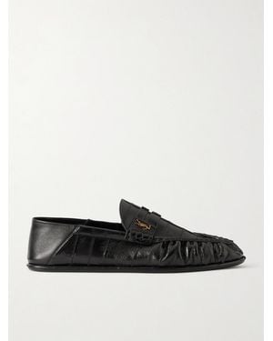 Saint Laurent Le Loafer Collapsible-heel Logo-embellished Eel Loafers Loafers - Black