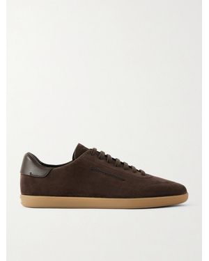 ZEGNA 232 Leather-trimmed Suede Trainers - Brown