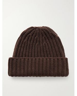 STÒFFA Ribbed Cashmere Beanie - Brown
