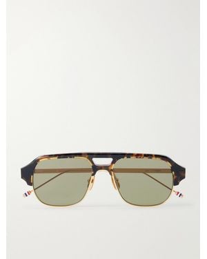 Thom Browne Aviator-Style Tortoiseshell Acetate And Titanium Sunglasses - Natural