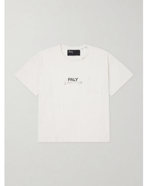 Paly Hollywood Core Logo-Print Distressed Cotton-Jersey T-Shirt - Natural
