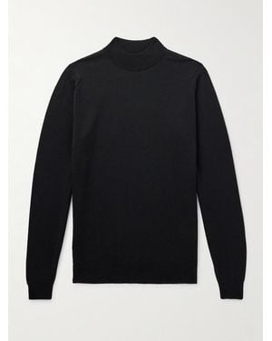 John Smedley Slim-Fit Merino Wool Mock-Neck Sweater - Blu