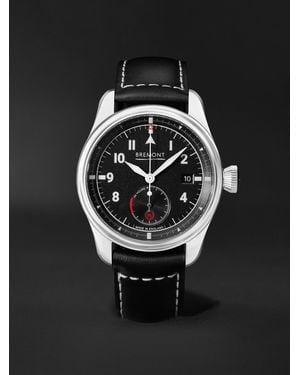 Bremont Fury 40 mm Uhr aus Edelstahl mit automatischem Aufzug und Lederarmband - Schwarz