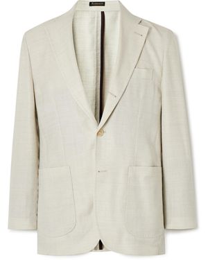 Rubinacci Herringbone Wool, Silk And Linen-Blend Suit Jacket - Natural