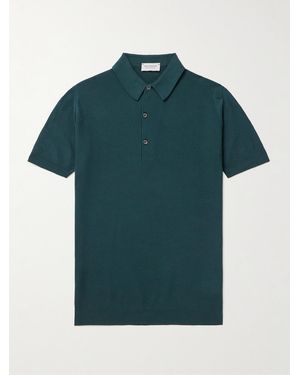 John Smedley Roth Slim-Fit Sea Island Cotton-Piqué Polo Shirt - Green