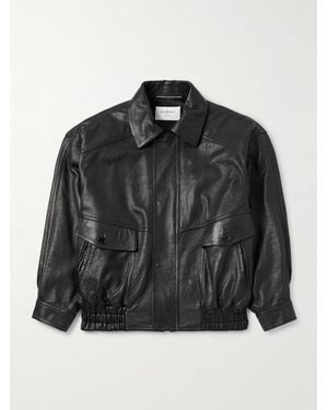 Saint Laurent Full-grain Leather Bomber Jacket - Black