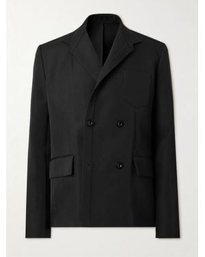 Sacai Double-Breasted Silk And Cotton-Blend Blazer - Black