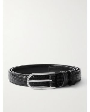 Celine 2cm Lizard-Effect Leather Belt - Schwarz