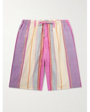 Kardo Milo Straight-leg Striped Silk Drawstring Shorts - Pink