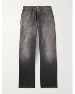 Acne Studios Straight-Leg Distressed Paint-Splattered Jeans - Grey