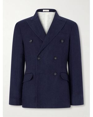 Massimo Alba Brando Double-Breasted Linen Blazer - Blue