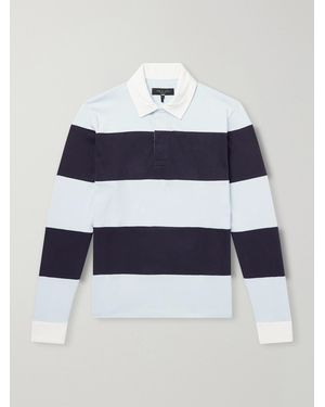 Rag & Bone Striped Cotton-Jersey Polo Shirt - Blue