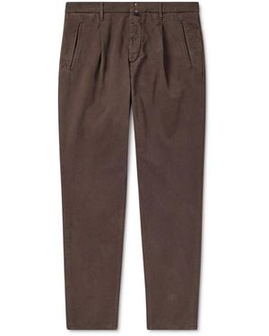 Incotex Division Straight-Leg Pleated Cotton And Cashmere-Blend Twill Pants - Brown