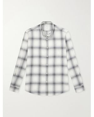 Sunspel Checked Cotton-Flannel Shirt - White