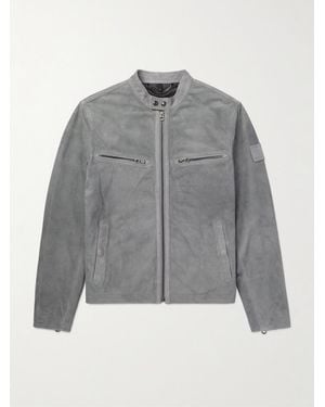 Belstaff Raceway Perforated Suede Jacket - Grey