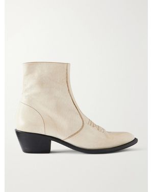 Enfants Riches Deprimes Kansas Embroidered Leather Chelsea Boots - Natural
