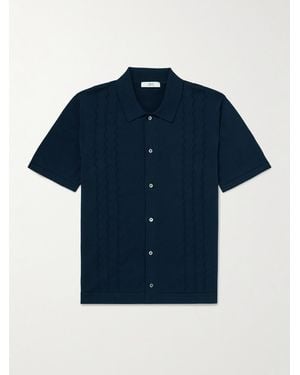 MR P. Slim-Fit Pointelle-Knit Organic Cotton Shirt - Blue
