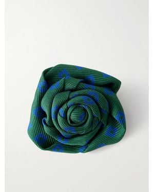 Charvet Printed Silk-Twill Lapel Pin - Green